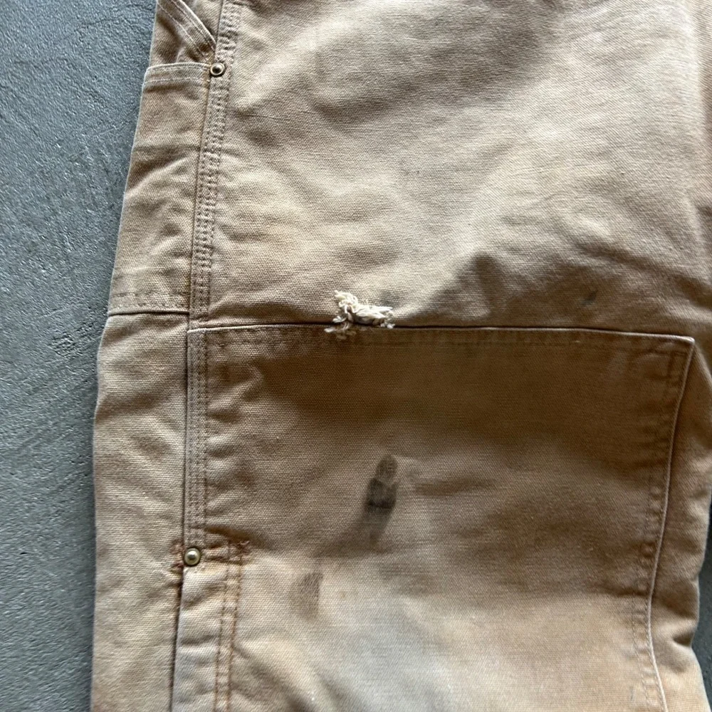 Vintage 90s Carhartt Overalls Size 40x30 Tan Duck Canvas Carpenter Workwear Bibs - Picture 7 of 10